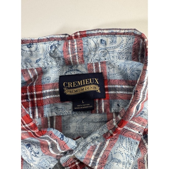 Cremieux Premium Denim shirt Size Large Long sleeve bandanna Paisley patter - Picture 2 of 7